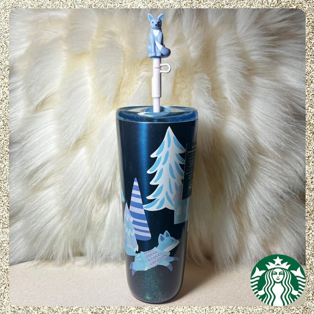 ❄️🦊 NWT 2025 Starbucks Winter Playful Blue Fox Hot/Cold Venti SS Tumbler